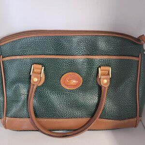 Dooney & Bourke Purse All Weather Leather Green & Tan Pebbled Leather Vintage